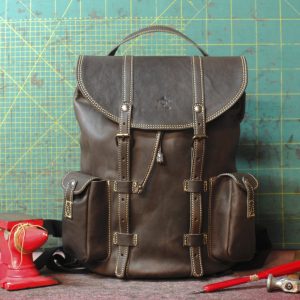 The Backpack in Vacchetta color Smog