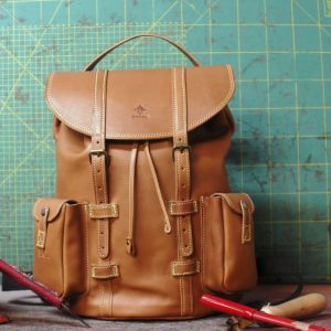 The Backpack in Vacchetta color Cuoio