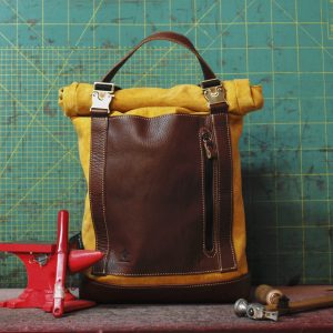 ROLL RACER in Tela Olona Giallo Ocra e Vacchetta cuoio scuro