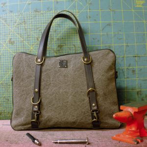 TRIBAG OPUS in Tela Olona Verde Militare e Vacchetta testa di moro