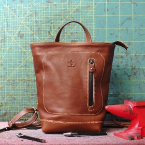 Mini - Minimal zainetto in vacchetta cuoio scuro