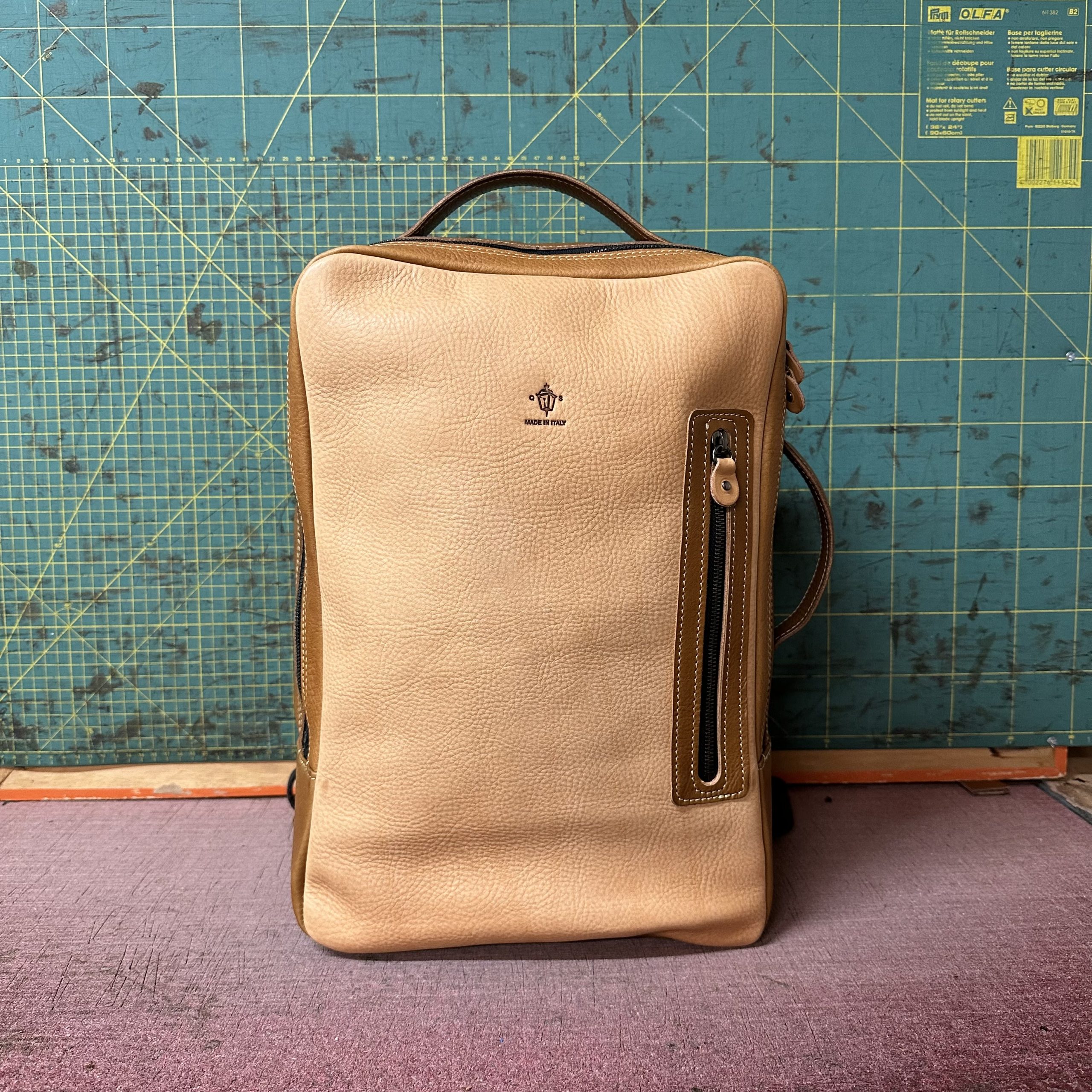 B.PACK 15" in Bicolore Vacchetta Naturale e Vacchetta Cuoio