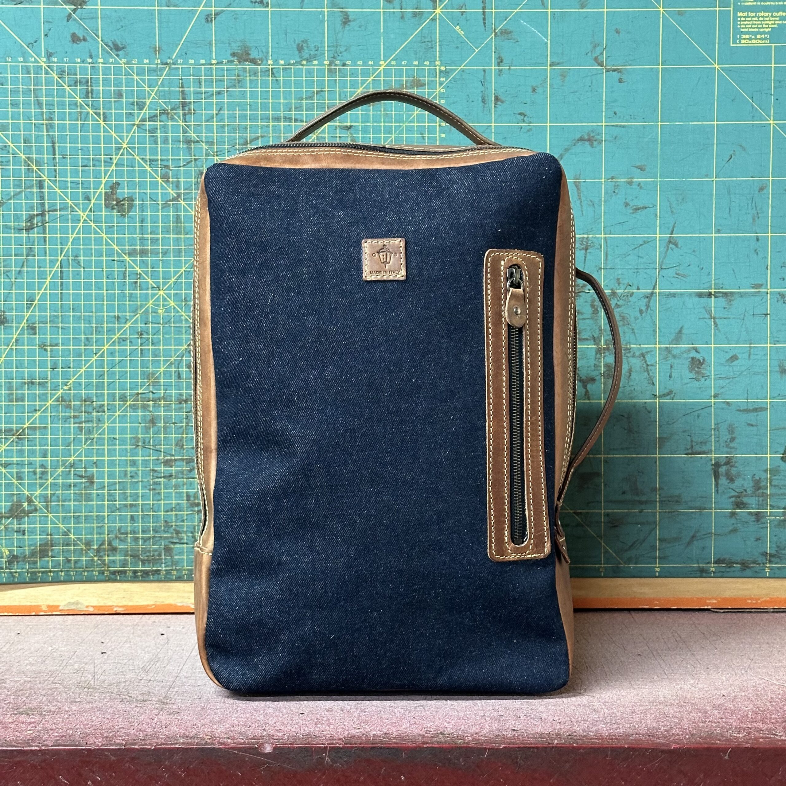 B.Backpack 15 pollici Denim e Cuoio