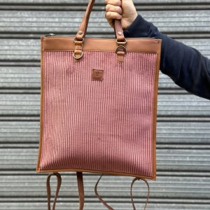 Tascona in Velluto Vinaccia e Vacchetta Cuoio