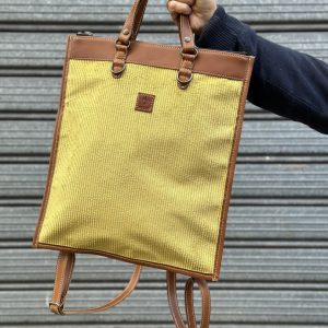 Tascona in Velluto Lime e Vacchetta Scuro