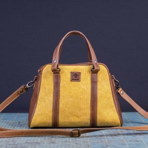 Trapezietto Tela olona Ocra e Cuoio scuro