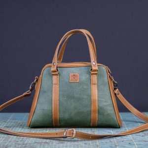 Trapezzietto Cotone spalmato verde Inghilterra e Cuoio