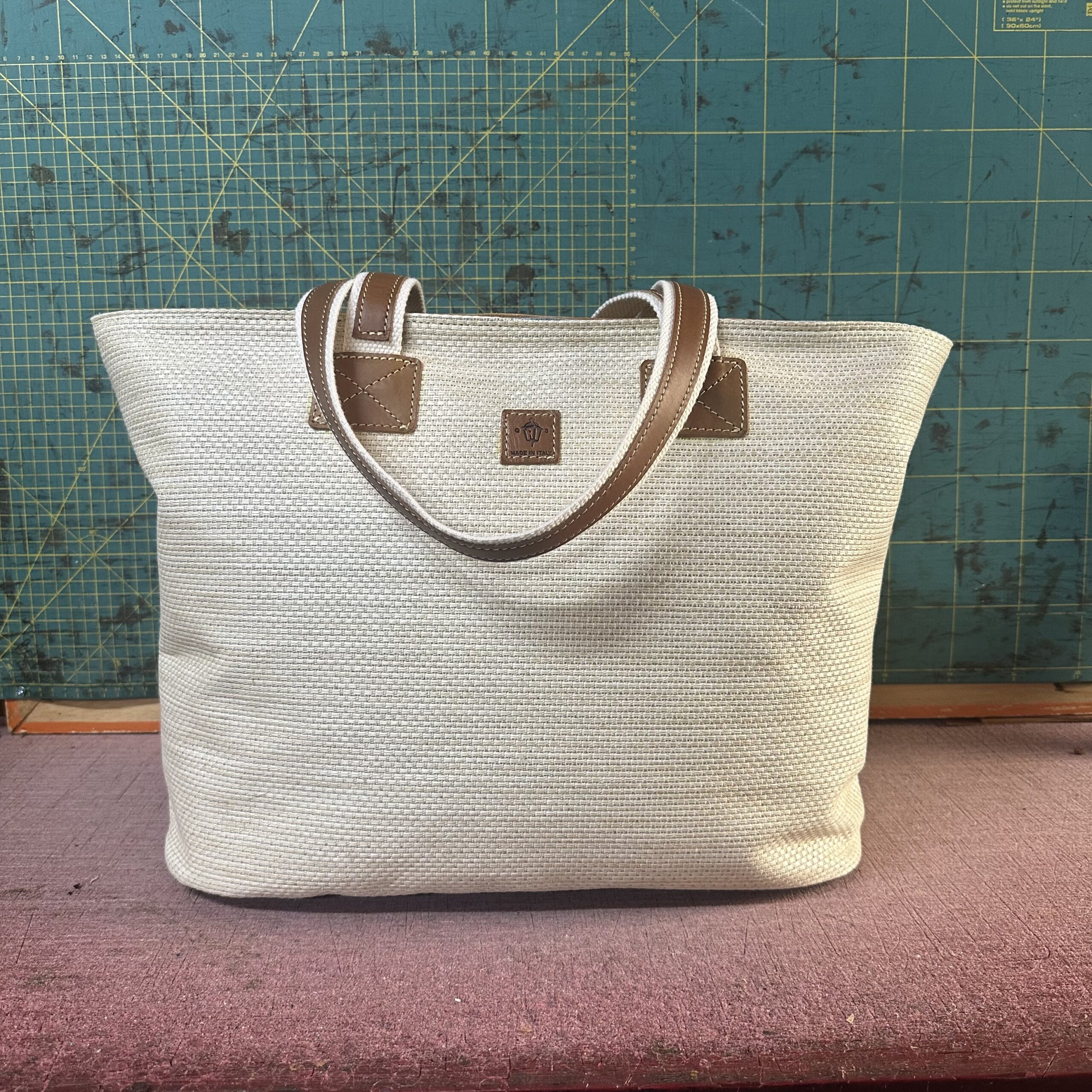 Borsa Estiva Rafia Bianca intreccio lino e lurex e cuoio