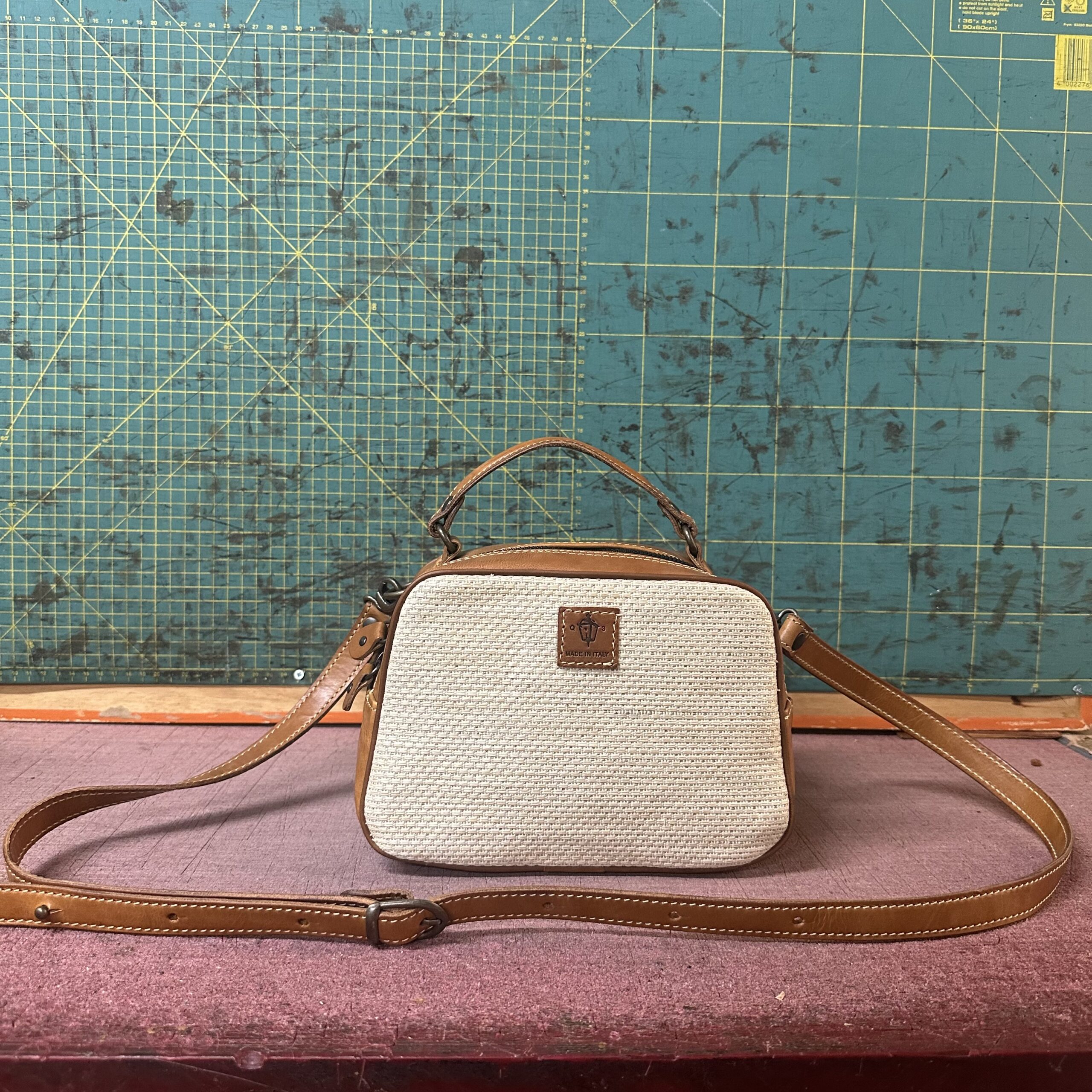 Tracollina Estiva Rafia bianca intreccio lino e lurex