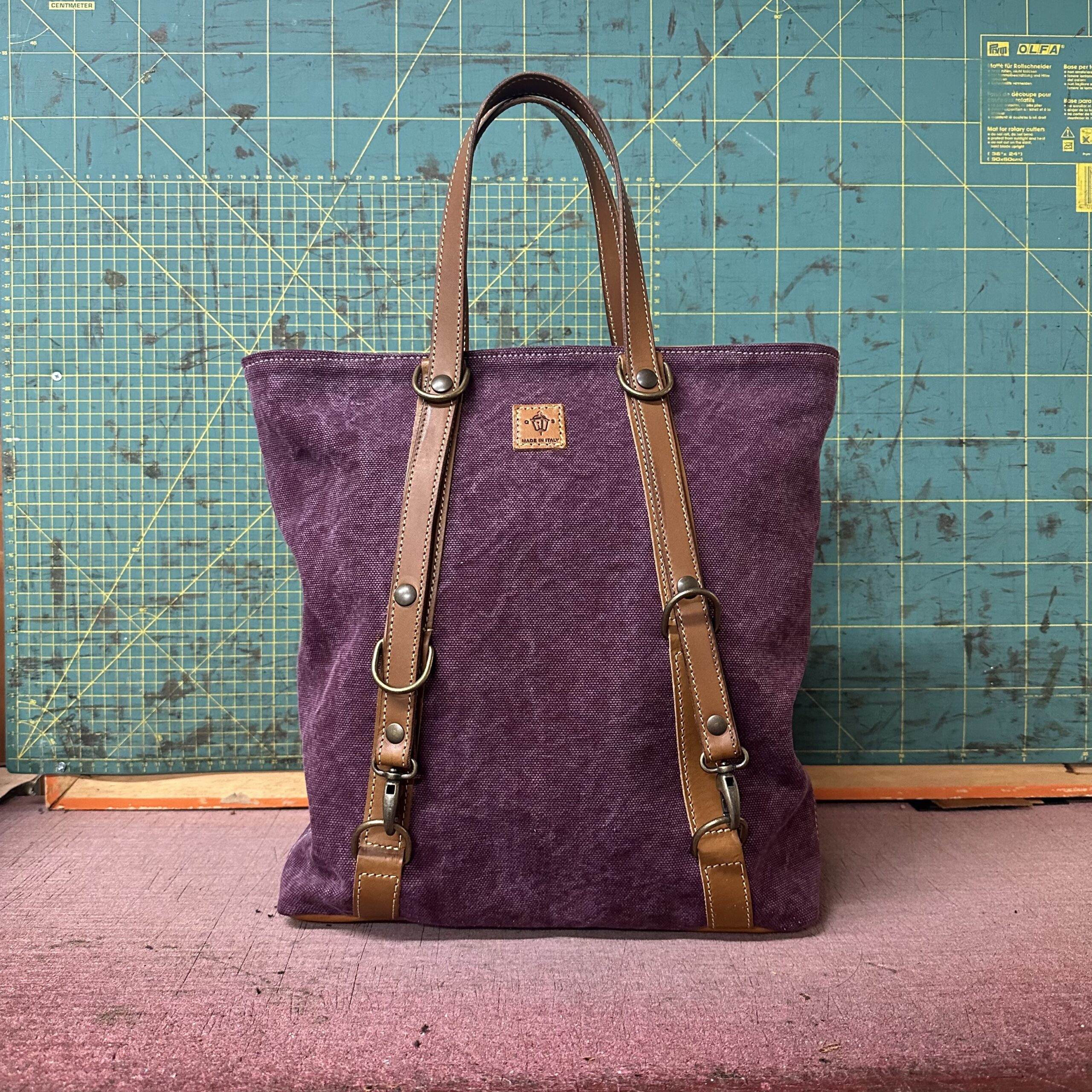 TRIBAG Tela olona Vinaccia e Vacchetta Cuoio