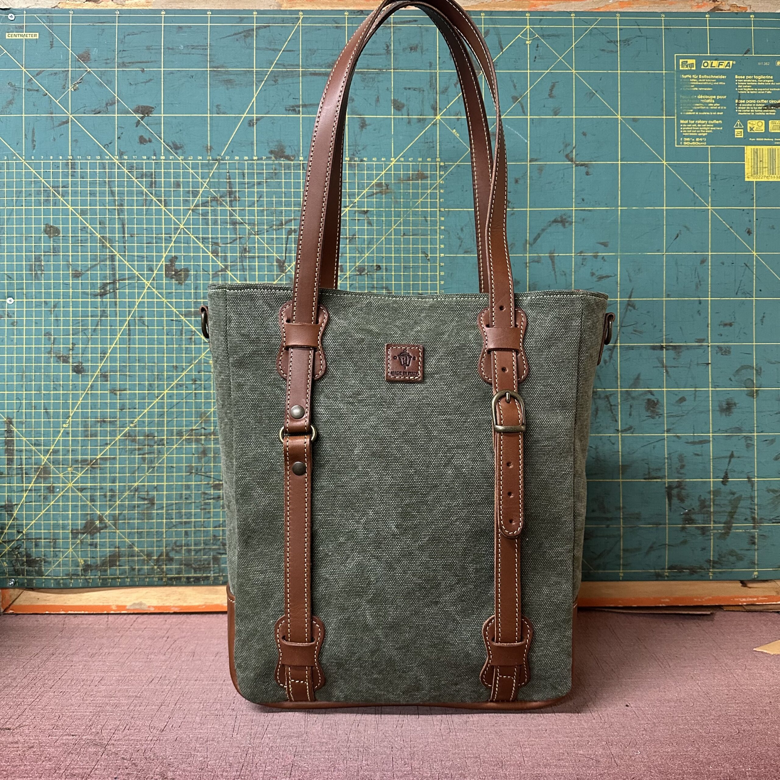 OTTAVA Tela Olona Verde Bosco e Cuoio Scuro