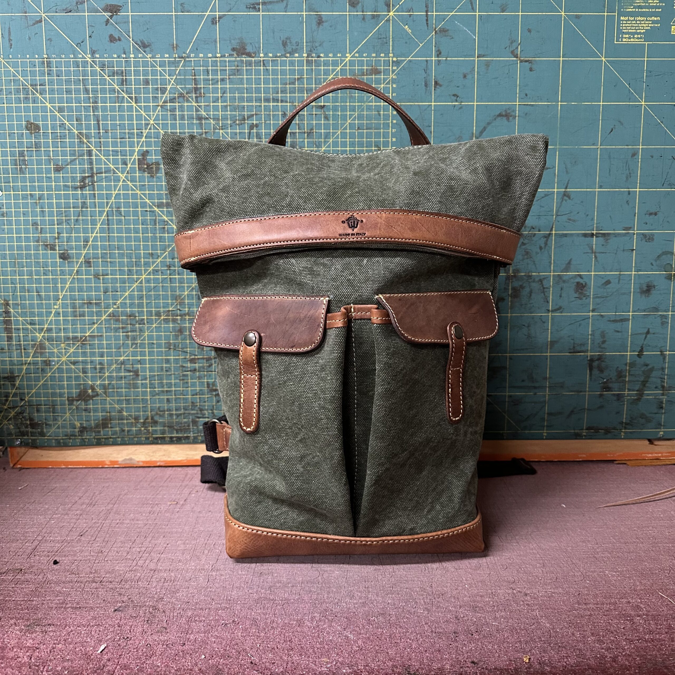 Lockdown "Alleggerito" tela olona Bosco e Cuoio scuro